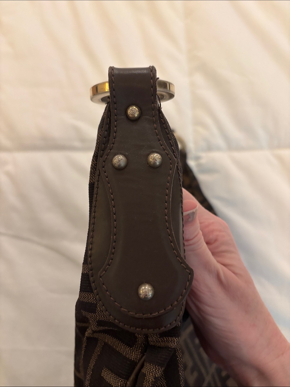 Fendi brown canvas Monogram Hobo Bag - Picture 3 of 16